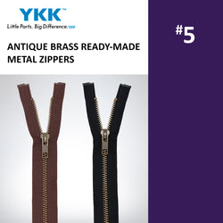 ANTIQUE BRASS READY-MADE YKK® METAL ZIPPERS