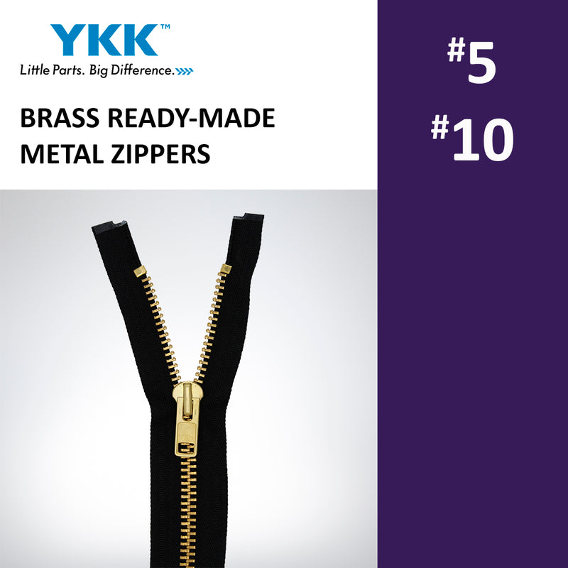 BRASS READY-MADE YKK® METAL ZIPPERS