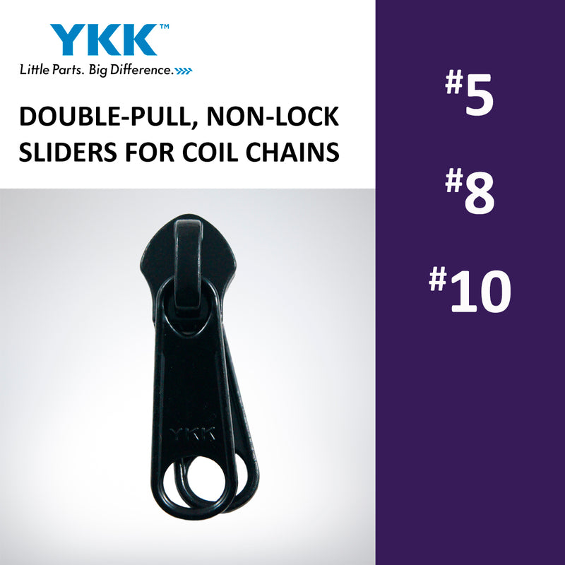 DOUBLE-PULL, NON-LOCK YKK® COIL ZIPPERS