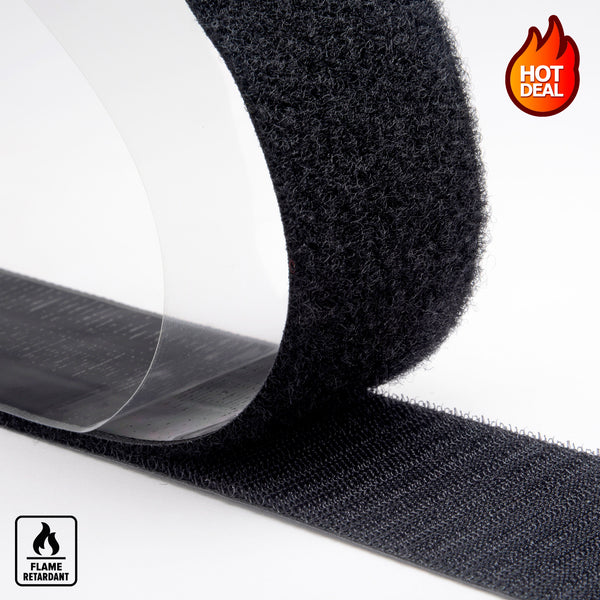 3/4" HERCULES PRESSURE SENSITIVE ACRYLIC HOOK & LOOP BLACK - FLAME RETARDANT
