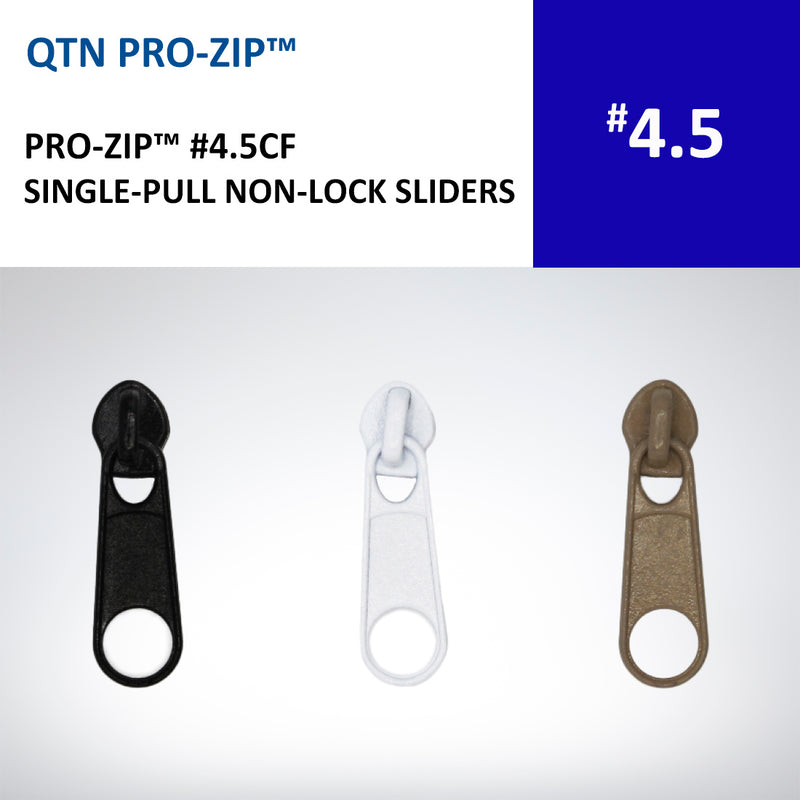 QTN PRO-ZIP #4.5CF SINGLE-PULL NON-LOCK SLIDERS FOR UPHOLSTERY COIL ZIPPER CHAIN