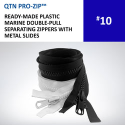 QTN PRO-ZIP MARINE #10 READY-MADE SEPARATING ZIPPERS WITH METAL SLIDES
