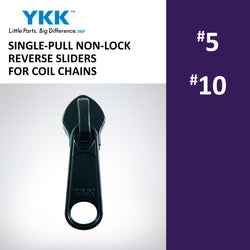 SINGLE-PULL NON-LOCK REVERSE YKK® COIL ZIPPERS