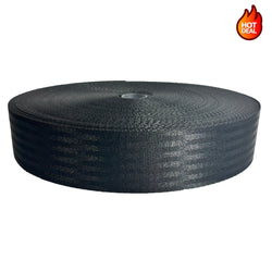 2” Polyester 12-Panel BLACK Seatbelt Webbing