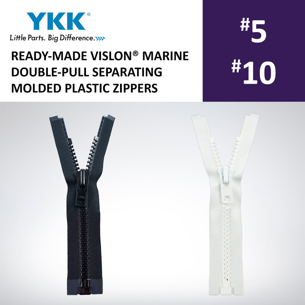 READY-MADE VISLON MARINE DOUBLE-PULL SEPARATING YKK MOLDED PLASTIC
